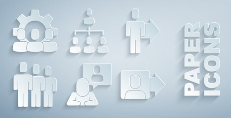 Poster - Set Head hunting, Team leader, Users group, Hierarchy organogram chart and Project team base icon. Vector