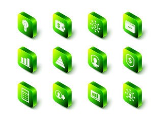 Poster - Set Wallet with dollar, Dollar, share, network, Website template, Shield, Business and communication, User protection, Laptop graph chart and Job promotion icon. Vector