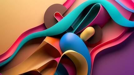 Canvas Print - Colorful 3D Shape Background