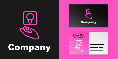 Poster - pink line light bulb with concept of idea icon isolated on black background. energy and idea symbol.