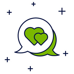 Poster - Filled outline Heart in speech bubble icon isolated on white background. Happy Valentines day. Vector