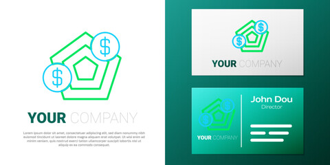 Poster - Line Financial growth increase icon isolated on white background. Increasing revenue. Colorful outline concept. Vector