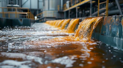 Wall Mural - the chemical precipitation process, where specific chemicals are added to wastewater to precipitate out heavy metals as insoluble solids