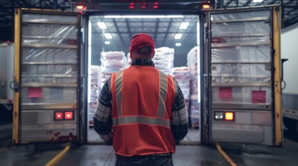 the loading of packaged beef products onto refrigerated trucks for transportation to distribution centers