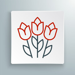 Canvas Print - Line Flower tulip icon isolated on white background. 8 March. International Happy Women Day. Colorful outline concept. Vector