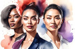 © DP - Elegant portrait of three diverse women with stylish hairdos and chic fashion