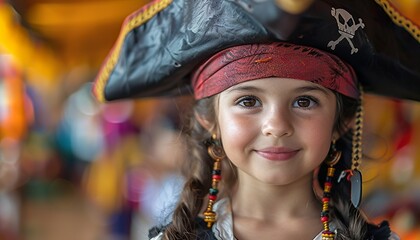 Poster - Little girl dressed as pirate for Halloween 