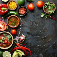 Canvas Print - Diverse Spread of Mexican Food on Table