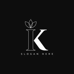 Wall Mural - letter k flower beauty feminine branding line logo design graphic vector