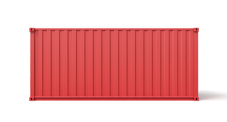 Poster - 3d rendering of closed red cargo container isolated on white background.