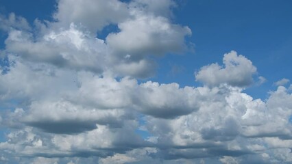 Wall Mural - blue sky with fluffy cloud time lapse on a sunny day 4k footage.