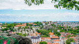 Fototapeta Na drzwi - Panoramic view from Danov Hill to Dzhambaz Tepe and the Ancient Theatre in Plovdiv, Bulgaria.