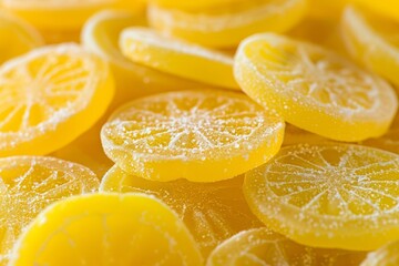 Wall Mural - Detailed image of tangy yellow hard lemon candies