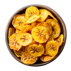 Plantain Chips Food Dish top view isolated on a transparent background