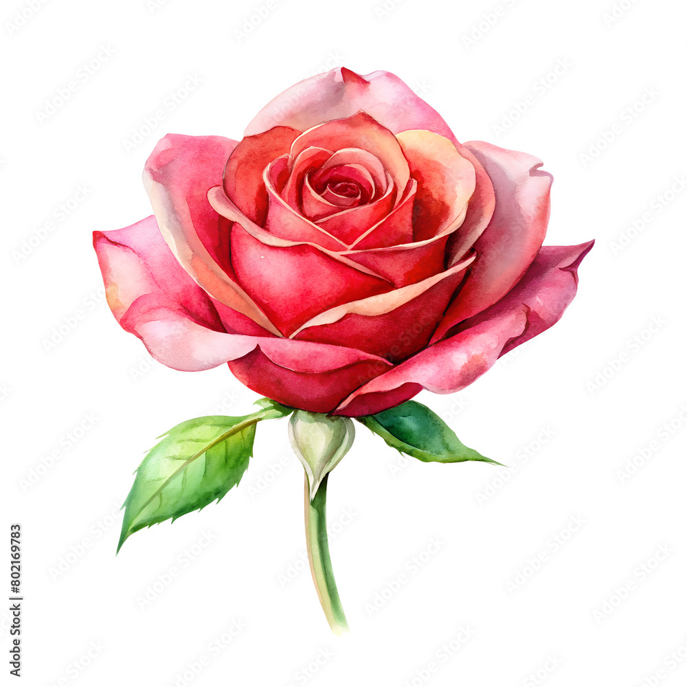 Watercolor Birth Month June Flower Rose Clipart on transparent ...