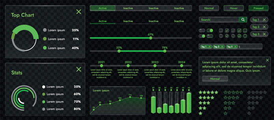 Aufkleber - a set of high-tech interface components. electronic panel display displays abstract graphics and inf