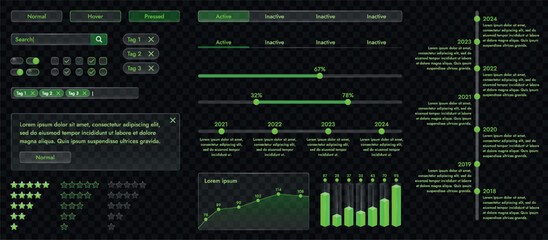 Aufkleber - a set of high-tech interface components. electronic panel display displays abstract graphics and inf