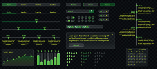 Aufkleber - a set of high-tech interface components. electronic panel display displays abstract graphics and inf