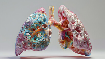 Sticker - Highly Detailed 3D Showcasing the Effects of Airborne Pollutants on the Human Respiratory System