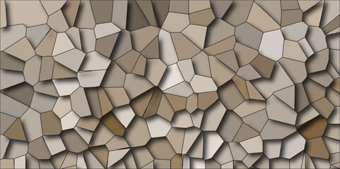 Poster - Beige crystallize abstract background in soft pastel sweet vector illustration. Pastel soft gradient colors stone tile pattern with shadow. Cement kitchen decor. abstract mosaic polygonal background