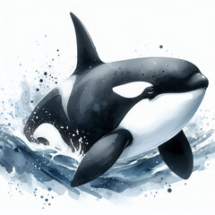 흰 배경, 범고래 (white background, killer whale)