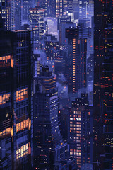 Wall Mural - Nighttime cityscape with skyscrapers