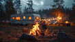 © Alexander - Bonfire at a tourist campsite with trailers