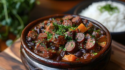 Wall Mural - feijoada, brazilian food with black beans and pork meat