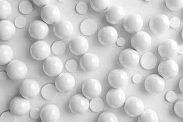 Poster - 3D render of white spheres wall background. Abstract minimal wallpaper with texture made from round balls. Minimalist 2D illustration in the style of stock photo, high quality. 
