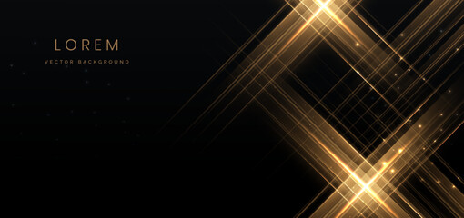 Wall Mural - Luxury black background with golden lighting effect. Template premium award ceremony design.