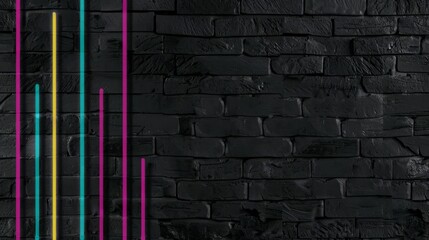 Wall Mural - A chill vibe theme banner with soft neon pink, teal, yellow and black gradient colors, 80s retro, no trees