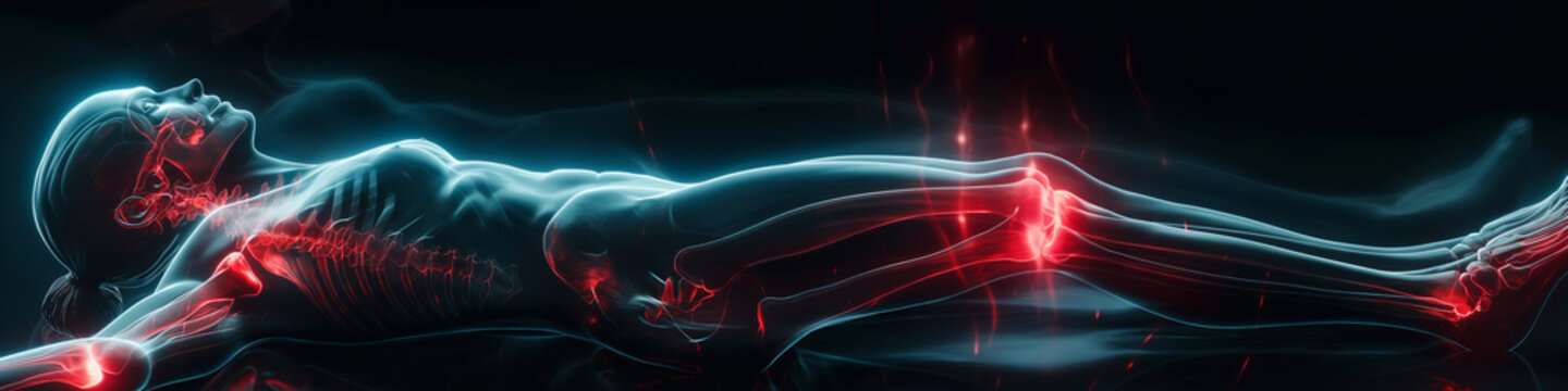 3D-gerenderte Röntgenaufnahme eines Körperschmerzes - 3d rendered x-ray of a body pain