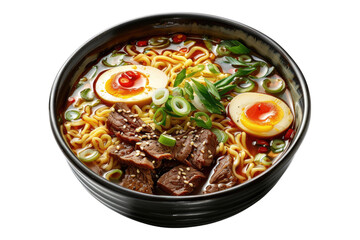 Wall Mural - Ramen soup with beef isolated on transparent background.