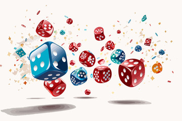 illustration dice in the air illustration