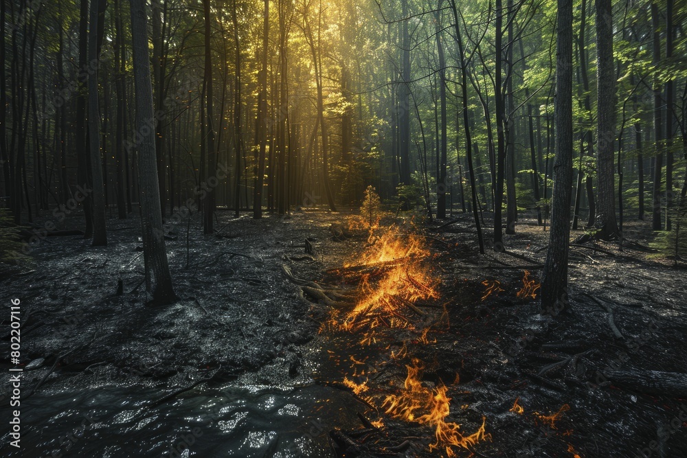 Witness the stark transformation of a vibrant forest turning into a ...