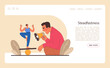 Patience web banner or landing page. Calm person finding