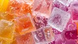 A refreshing assortment of fruity ice cubes making mocktails even more visually appealing as they slowly melt.