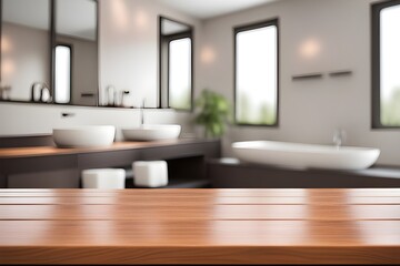 empty table in bathroom 