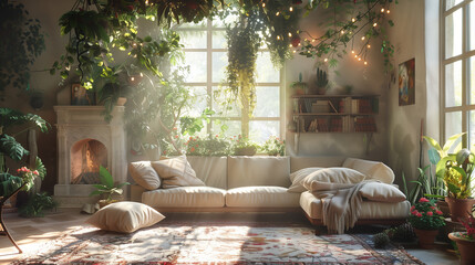 Wall Mural - Lavish tent interior with a cozy relaxation lounge