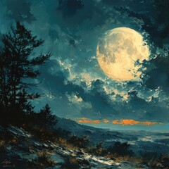 Wall Mural - moon and clouds