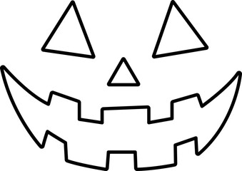 Jack o lantern face outline.
Jack o lantern smile outline vector symbol icon design.
Pumpkin face outline icon for Halloween isolated.