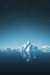 Wall Mural - iceberg in the ocean, night landscape with stars in the sky