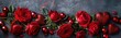 Romantic Red Roses and Heart-Shaped Ornaments for Valentine's Day Decorations