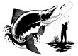 Alaska Fisherman Fishing Sockeye Salmon Illustration