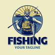 Fisherman Vintage Logo with  Tuna Fish