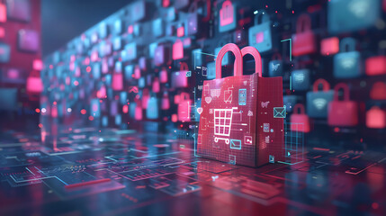 conceptual illustration of secure online shopping