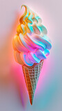 Fototapeta  - ice cream cone neon on white background
