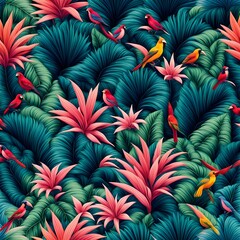 Wall Mural - Tropical Paradise Seamless Pattern