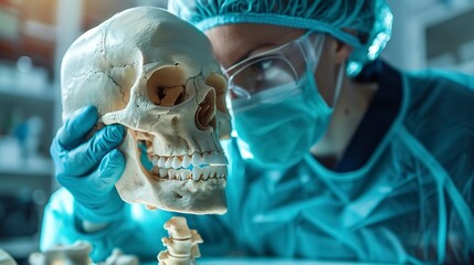 Poster - Orthopedic surgeon aligning bone, meticulous adjustment, close up, path to mobility, bright focus 