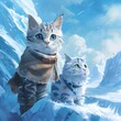 Sure, here is a description for one of the images:  A fluffy cat plays in the snow